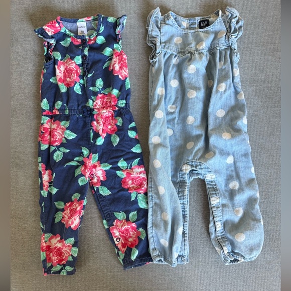 Gap and Carter’s Baby Girl’s Jumpsuit Bundle - Picture 1 of 4